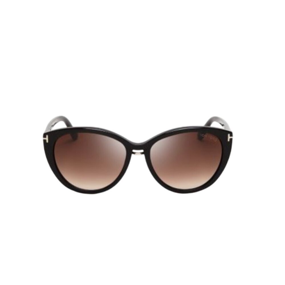 Tom Ford Gina Oversized Sunglasses Womens Brown Gradient TF 345 T Logo Plastic